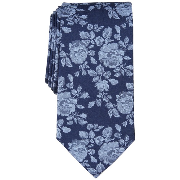 Michael Kors Tie Mens Navy Cheshire Floral Silk Polyester Necktie Silk Blend NWT - Picture 1 of 5